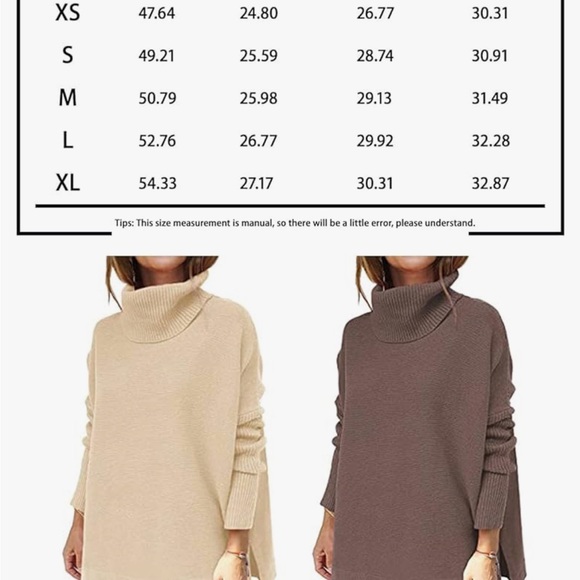 LILLUSORY Women's Turtleneck Oversized Sweaters - Silver - Picture 2 of 3